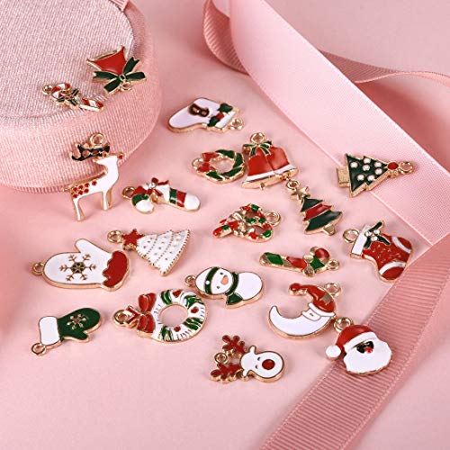 LANBEIDE 52PCS Christmas Charm Pendant for Necklace Bracelet Earrings Enamel Charms for Jewelry Making Crafting Decoration - Thumbnail 2