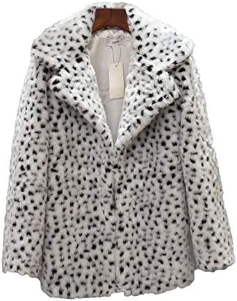 Women's Leopard Faux Fur Coat Vintage Warm Long Sleeve Parka Jacket Outwear