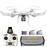 Goldenwide MJX X101 FPV RC Quadcopter Drone With HD Camera Wi-Fi Real Time Transmission (Extra: 7.4V 1200mAh battery, Explosion-proof Battery Safe Bag, LiPo Voltage Checker + Warning Buzzer) White
