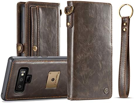 Galaxy Note 9 Case,AKHVRS Handmade Retro Galaxy Note 9 Genuine Leather Wallet Case with Luxury Cover Magnetic Detachable Case & Hidden Card Slot for Samsung Galaxy Note 9 - Brown