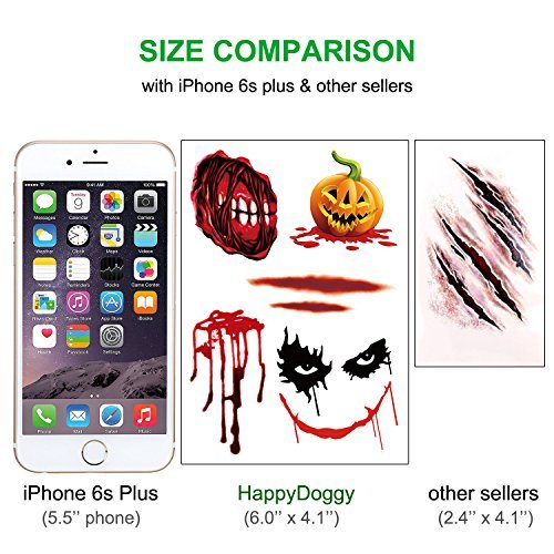 7 Sheets Scar Tattoos Temporary Large – Simulate Body Wound Scab Bloody Stickers, Halloween Parties Spider Pumpkin Realistic Décor, Zombie Cosplay Makeup Horror Injury Art Toys, for Kids Women Men