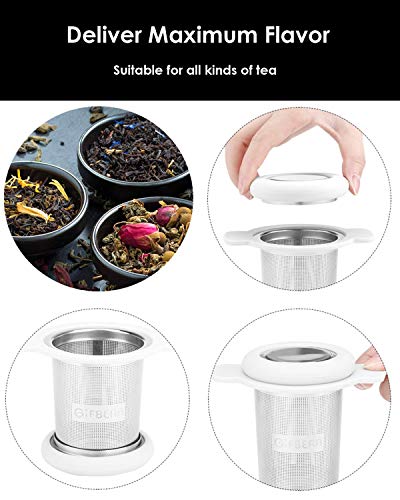 Gifbera 2 Pack Large Tea Infuser Set - Stainless Steel Extra Fine Mesh Tea Strainer Filter with Scoop & Double Handles - Fits Standard Cups Mugs Teapots