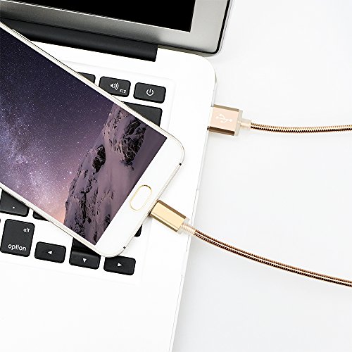 USB Type C Cable, MKOAWA USB C Cable 1m / 3.3ft Metal Braided Fast Charger Cord (USB 3.0) for Samsung Galaxy Note 8, S8, S8 Plus, LG G6 G5 V30 V20, Google Pixel, Nintendo Switch, Macbook (Gold) - Thumbnail 6