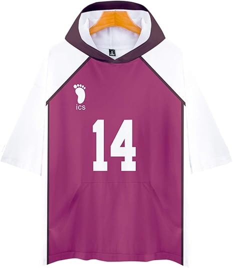 Amazon ハイキュー Tシャツ 白鳥沢高校 コスプレ フード付き 半袖 背番号14 山形隼人 やまがた はやと ラウンドネック ユニセックス スポーツウェア 衣装 メンズ レディース 男女兼用 夏服 Cosplay 学園祭 お祭り コスチューム コスプレ 仮装 通販