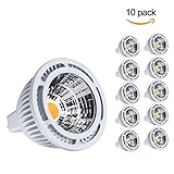 B-right Pack of 10 Units 3W MR16 LED Spotlight Bulbs, 3000K Warm White, 20W Halogen Equivalent, 200 Lumen, 24 Degree Beam Angle, MR16 COB LED Recessed Lighting