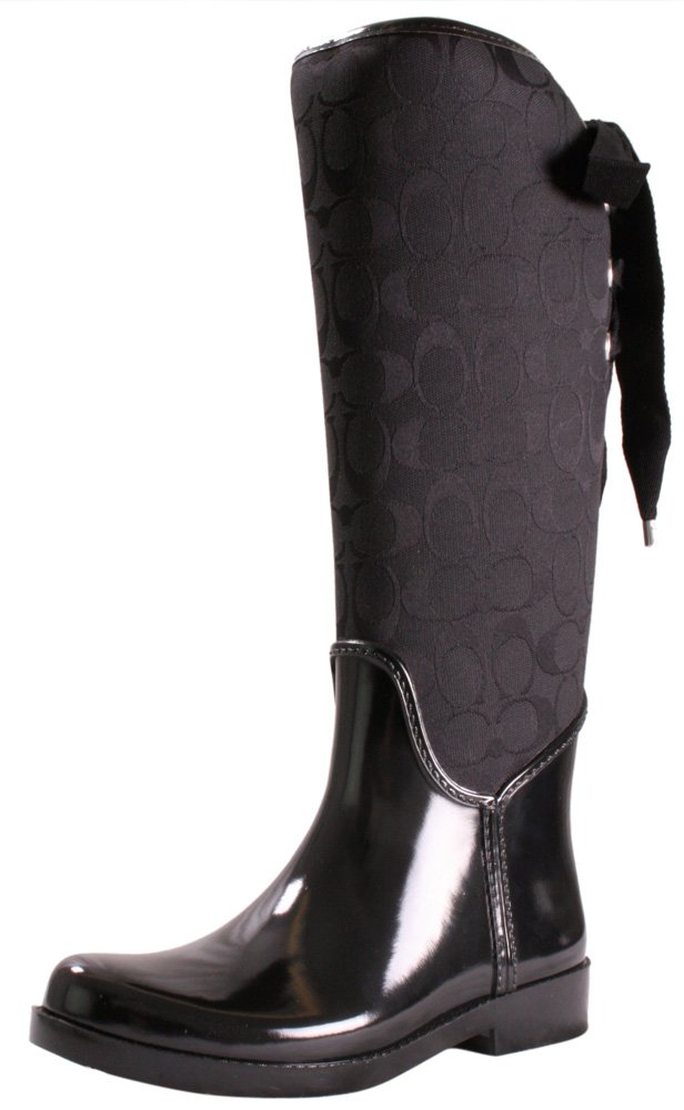 Coach Tristee Black/Black Rain Boots Size 10