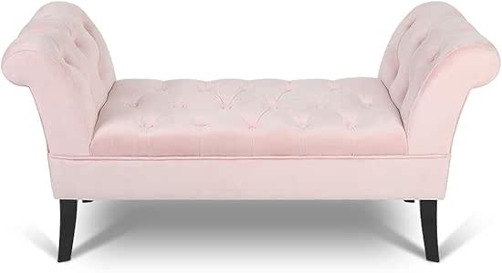 lyrlody Taburete Pie de Cama con Apoyabrazos Banco Terciopelo Banqueta