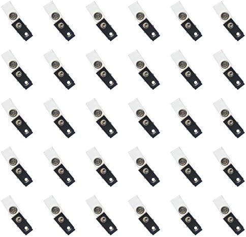 Yansanido Pack of 30 Badge Clips Clear ID Card Name Tag Holder Strap Clip Double Hole with Vinyl Straps Specialist ID Metal Badge Clips (30pcs Double Hole Metal Badge Clips)