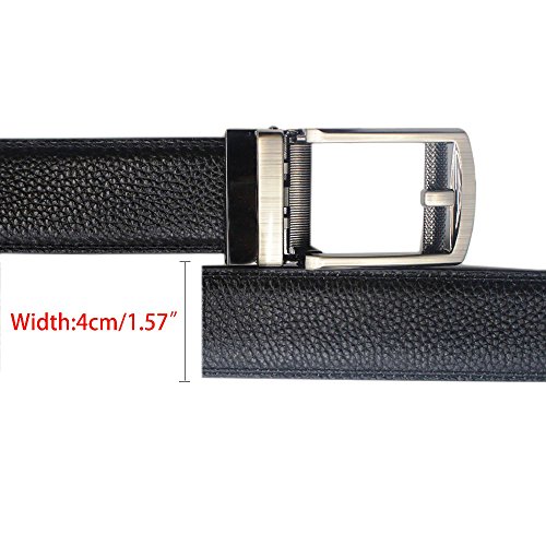 Mens Rachet Dress Belts Black with Automatic Sliding Buckle Click Belt Fits up to 44
