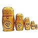 Winterworm Set of 5 Maneki Neko Lucky Cat Golden Wooden Traditional Russian Nesting Dolls Japanese Chinese Character Fu Handmade Christmas Birthday Gift for Kids Boys Girls Home Decoration