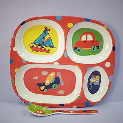 LOLGIFTS Diplomat Royal Transport Melamine 4 section kids plate