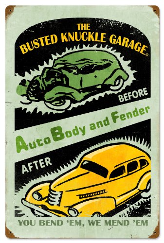 Click Here to See More Images Busted Knuckle Garage BUST151 Auto Body Repair Metal Shop Sign