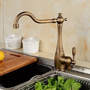 Grifos para fregadero de cocina, latón chapado en oro, grifos de agua