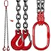 Mophorn Chain Sling, 5/16 Inch x 5 Ft Double Leg Lifting Chains with Grab Hooks, 3 Ton Capacity Lifting Slings, G80 Alloy Steel Double Leg Slings