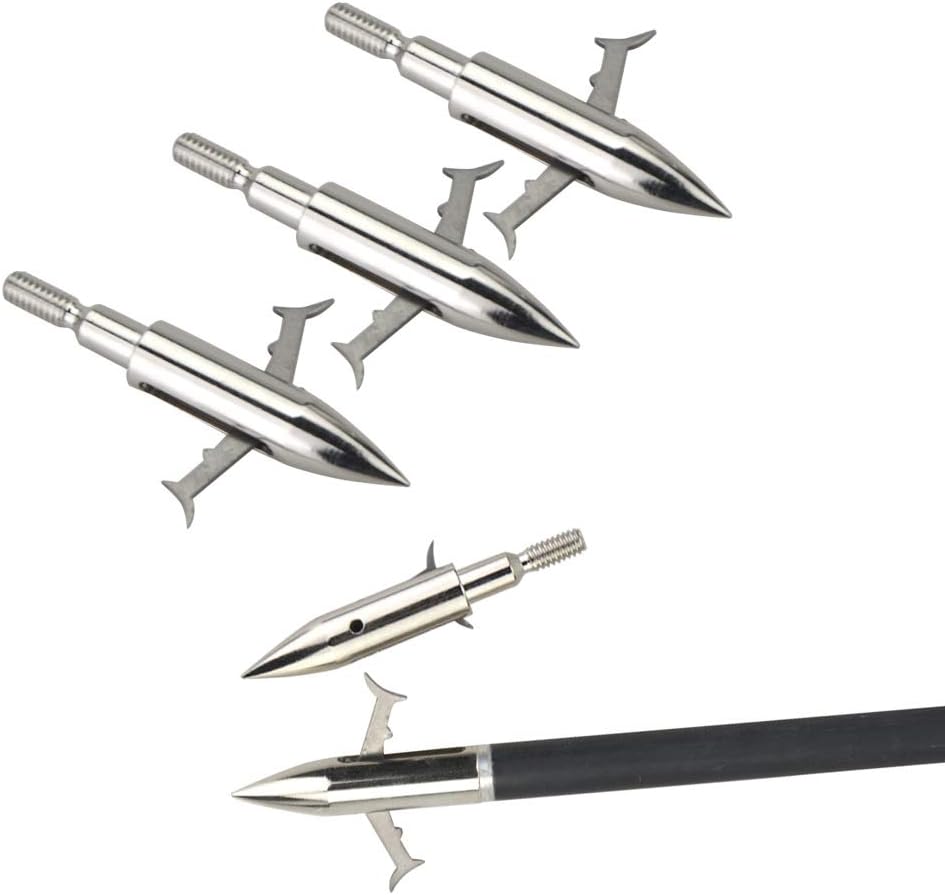 MILAEM 12pcs Bowfishing Broadheads Archery 160 Grain Hunting Arrowheads Tips Points Arrow Heads