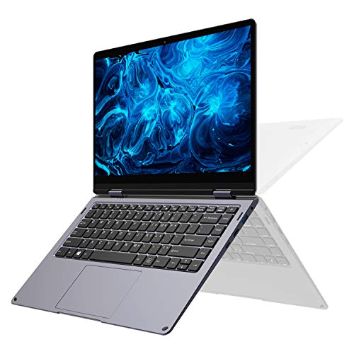 XIDU PhilBook Max 2-in-1 Convertible Laptop, 14.1 Inch FHD Slim Bezel Touchscreen, Intel Celeron Processor, 6GB RAM, 128GB SSD, Backlit Keyboard, Windows 10 Notebook, Star Gray