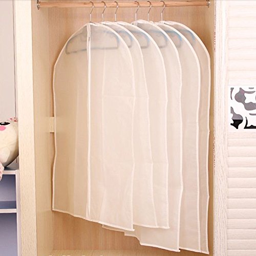 Bringsine Top Quality See-Through Travel Garment Suit Clothes Covers Bags clothes Organizer Dress Dustproof Storage Zipper Bags Protector 40 Inches Long, Pack of 5 (60x100CM)