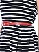 Allegra K Women's Chiffon Panel Stripe Short Sleeveless A-Line Dress with Belt Blue Large