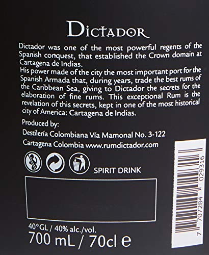 Dictador 20 Years Colombian Aged Rum 40% Vol. 700 ml Geschmack von Kirsche, Karamell und Vanille – Bild 5
