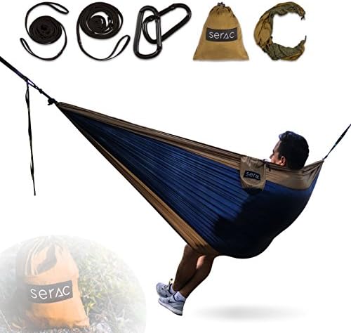 Serac [Durable Hammock & Strap Bundle Classic Portable Single Camping Hammock with Suspension System - Perfect for The Backpack, Travel and Camping