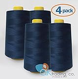 AK-Trading 4-Pack NAVY Serger Cone Thread (6000 yards each) of Polyester thread for Sewing, Quilting, Serger #796