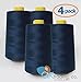 AK Trading 4-Pack Navy Blue All Purpose Sewing Thread Cones (6000 Yards Each) of High Tensile Polyester Thread Spools for Sewing, Serger Machines, Quilting, Overlock, Merrow and Embroidery