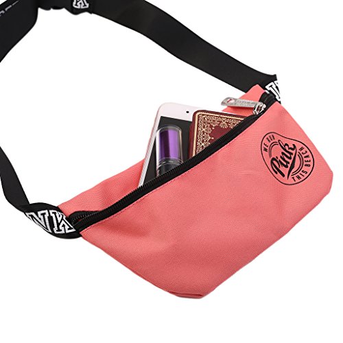 BKID Nylon Waist Pack Zipper Waist Bag Smart Phone Sport Case Travel Fanny Bag Card Pocket (Orange) - Thumbnail 3