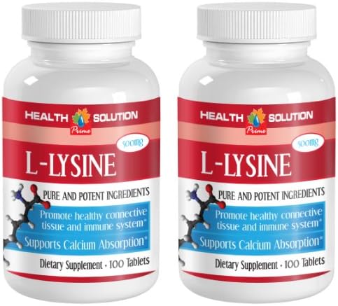 L-Lysine 500mg. Bone Health. Essential Amino Acid (2 Bottle, 200 Tablets)