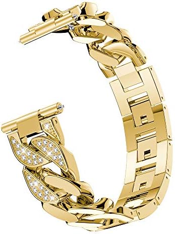 Bling Rhinestones Band Compatible for Samsung Galaxy Watch 46mm Women, 22mm Metal Band Replacement Band Strap Watch Bracelet for Galaxy Watch/Gear S3 Cassic/S3 Frontier Accessory (Gold)