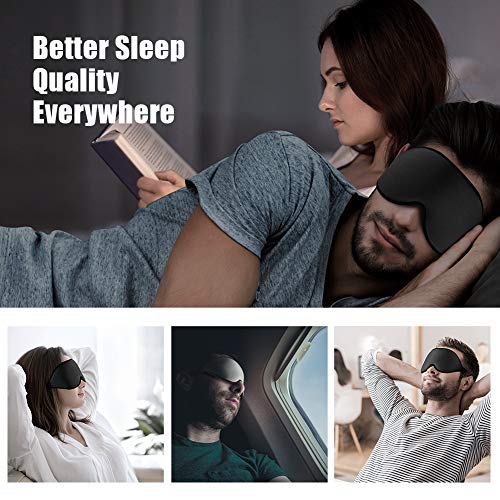 2020 Upgraded Sleep Eye Mask for Christmas Gift, Soft Lycra Material Eye mask for Sleeping 3D Contoured Cup Sleep Mask & Blindfold,100% Black Out Light Sleeping Mask for Travel, Nap, Yoga (Black) - Thumbnail 6