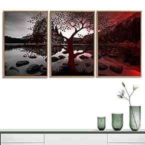 3 Piece Framed Canvas Wall Art for Living Room, Bedroom Abstract Tree Canvas Prints for Home Decoration Ready to Hang - 16"x24"x3 Panels