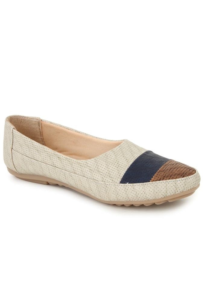 shezone synthetic leather beige women flats bellies