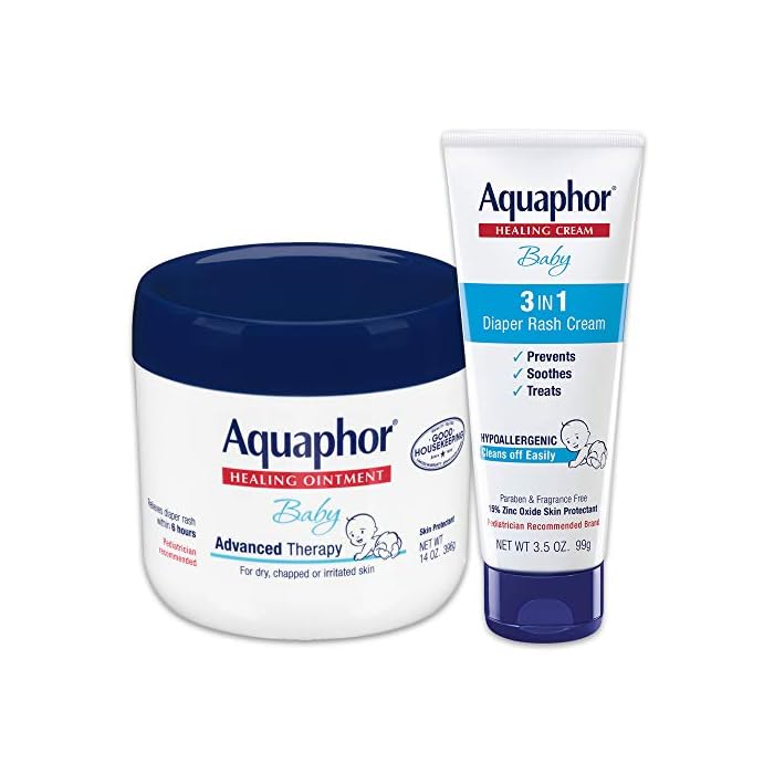 Aquaphor Baby Skin Care Set - Fragrance Free, Prevents, Soothes and Treats Diaper Rash - Includes 14 oz. Jar of Advanced…