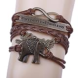 Creazy® Elephant Handmade Leather Braid Fashion Bracelet