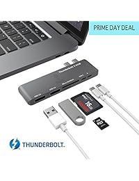 Thunderbolt 3 hub, stouchi USB C HUB Combo Adapter, Thunderbolt 3 Dock 40 GB s (pd Qucik) 6 en 1 TB3, USB C 3.0 Puerto de carga, MicroSD SD, 2 puertos USB 3.1 para 2016 2017 MacBook Pro 13" 15" Espacio Gris