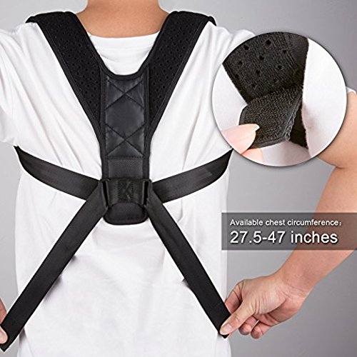 Back Posture Corrector Adjustable Clavicle Brace By DDJ & Shoulder Pain Release with Adjustable Size And Improve Posture Correction Computer Sitting Work (Black)