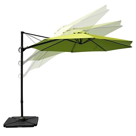 Cobana 10 Ft Offset Cantilever Outdoor Patio Hanging Umbrella 360 Rotation With Cross Base Lime Green Amazon In Garden Outdoors