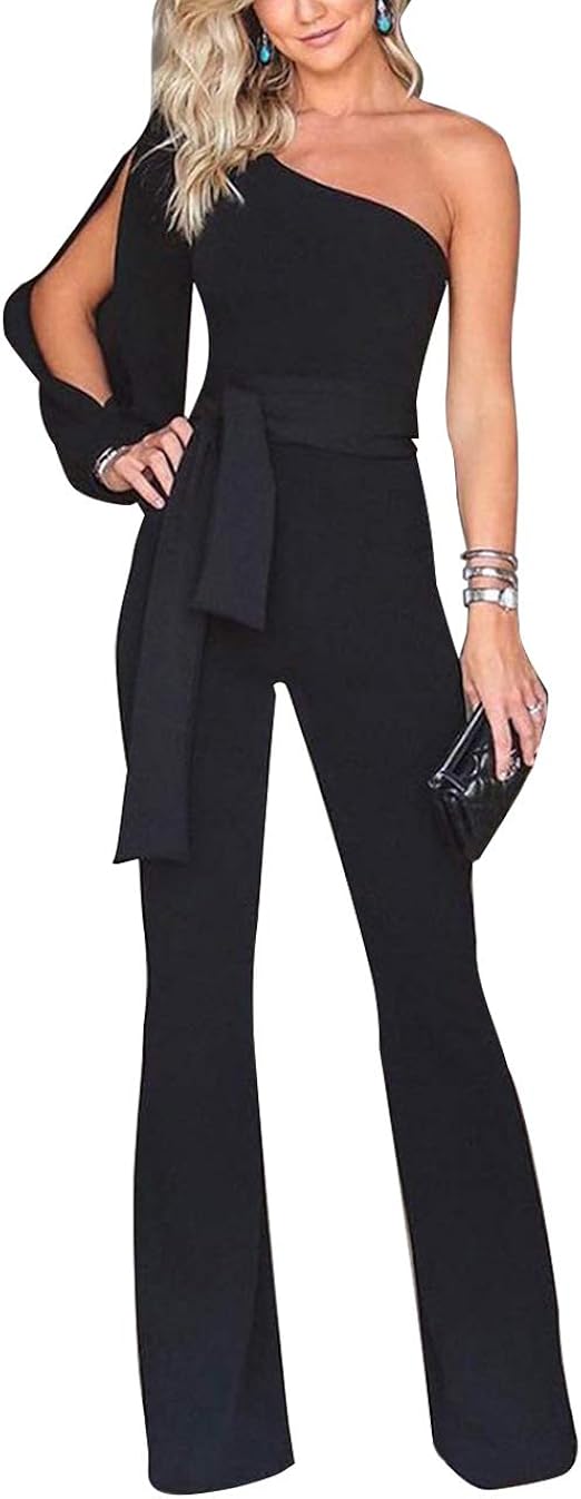 long sleeve one shoulder jumpsuit