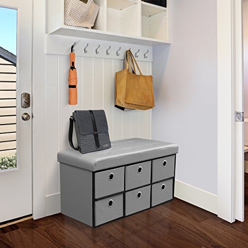 image for Sorbus Storage Ottoman Bench with Drawers – Collapsible Folding Benc