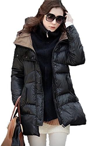 HWCD Women's Thickened Hooded Down Jacket Plus Size Winter Padded coats (3XL, black)