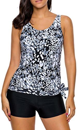DBolomm Women's Tankini Set Two Piece Swimsuit Bathing Suit Padded Push Up Bikini with Boy Short