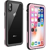 iPhone X Waterproof Case, GOCOOL iPhone X Protective Case, Clear Sound, Slim Profile, Built-in Protector, Full Protective Case for iPhone X ONLY, Waterproof, Dirtproof (Pink)
