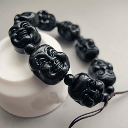 Natural jade handmade carved Graphite Buddha head bracelet bracelet