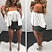 Canserin Women Blouse, Women's Chiffon Long Sleeve T-Shirt Tops Casual Off Shoulder Blouse Pullover (S, White)