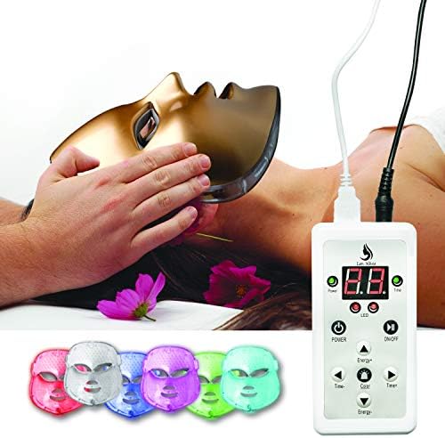 LED Face Mask 7 Color | Photon Light Therapy Facial Skin Care for Healthy, Smooth Skin Rejuvenation | Anti-Aging, Tightening, Toning, Wrinkle, Acne Treatment | Collagen Restoring & Whitening (Gold)