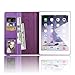 iPad Air Case, Boriyuan Detachable 360 Degree Rotating Stand Flip Folio PU Leather Smart Cover with Auto Sleep/Wake Function + Card Slot + Screen Protector + Stylus for Apple iPad Air 1, Purple