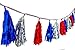 Election Decorations Patriotic Metallic Garland on (16 Tassels Per Package) Red White Blue 8 ft Ribbon, Pre-Assembled Party Décor 4th of July Memorial Day Banner Primary Military Ceremony