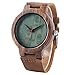 Creative Wood Watch Mens Analog Minimalist Genuine Leather Band Strap Bamboo Nature Wood Wrist Watch
