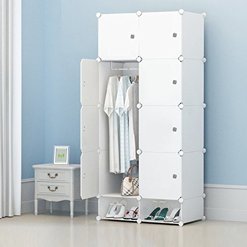 Benlet Portable Wardrobe Closet for Bedroom Clothes Armoire Dresser Cube, DIY Storage Organizer with Doors, Ideal Storage Organizer Cube for Clothes, Books, Toys, Towels (2 Column 5 Layer)