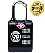 TSA Lock Heavy Duty 3 Digit Combination Luggage Padlock Travel Security Approved (Black)